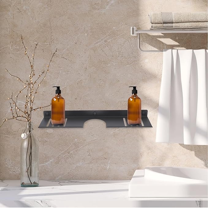 Luxshiny The Sink Organizer Bathroom Shelf 50cm U-Shaped Gunmetal No Drill Wall-Mounted Storage Rack for Bathroom and Kitchen Sink