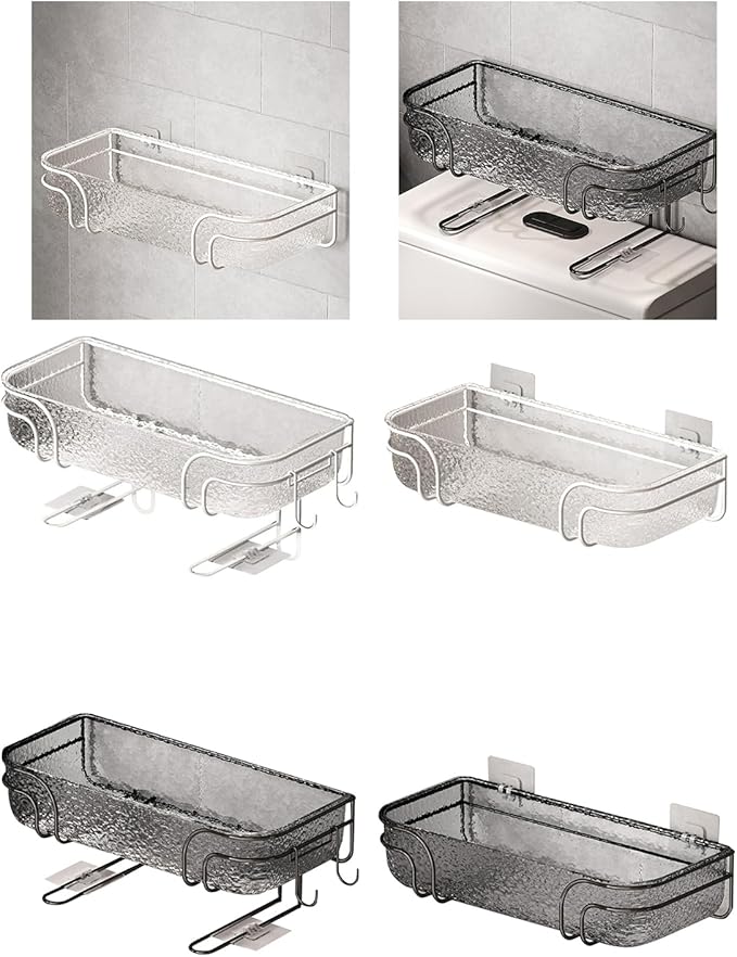 Wall Mounted Bathroom Shelves Adhesive Bathroom Shelf Functional Hanging Storage Holder Rack for Home Decors Home Decors Accessory