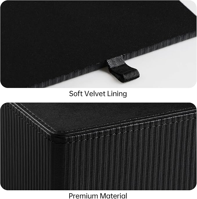 Tissue Box Cover Square with Magnetic Closure, PU Leather Tissue Box Holder for Bathroom NightStands Livingroom, Decorative Modern Square Tissue Holder (Black)