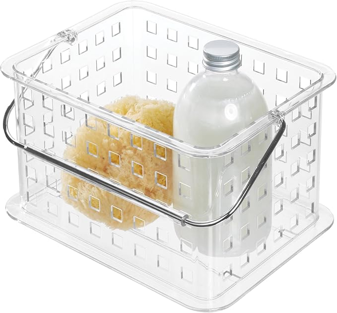 iDesign Small Clear Shower Caddy with Handle, Portable Shower Organizer for Dorm or Bathroom