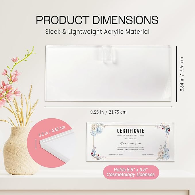 Beauticom Clear Acrylic License Holder for Cosmetology or Other Business (Quantity: 2 Pieces)
