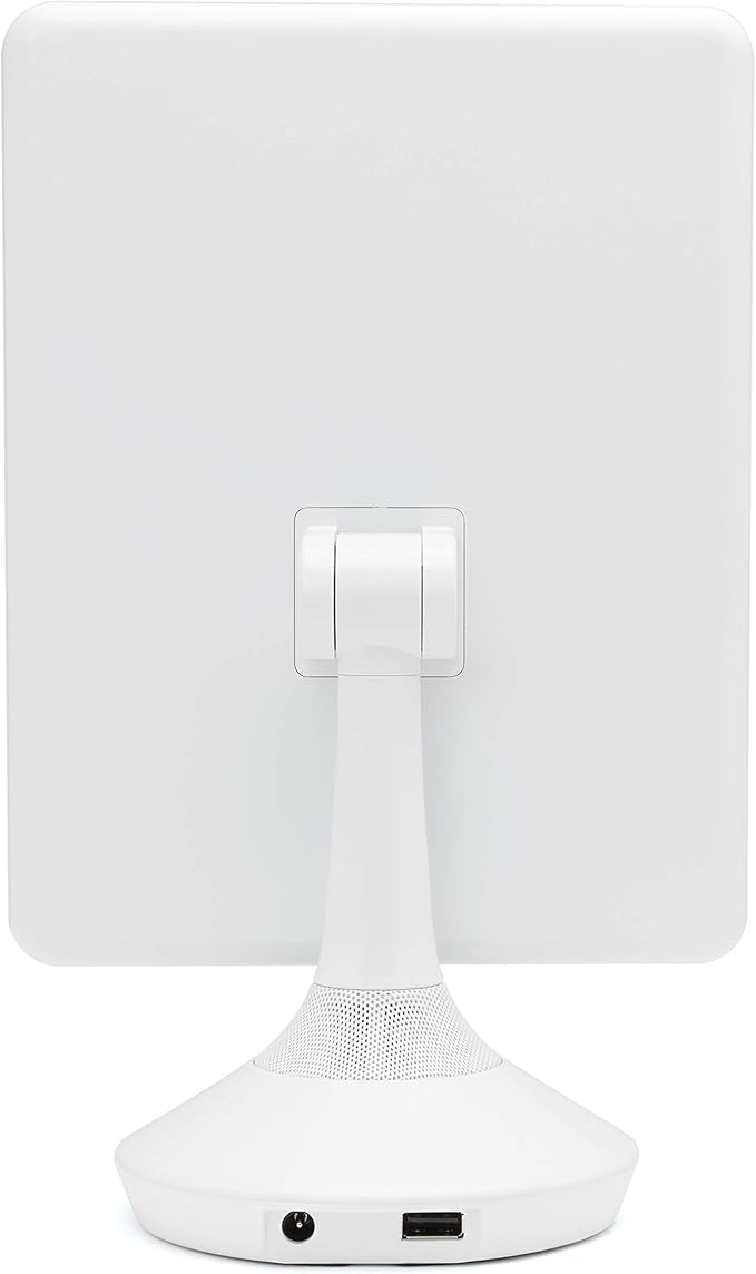 iHome 7" x 9" Reflect iCVBT22W Adjustable Vanity Mirror with Bonus 10X Mirror, Bluetooth Audio, Hands-Free Speakerphone, LED Lighting, Siri & Google Support USB Charging, (White, 7" x 9")