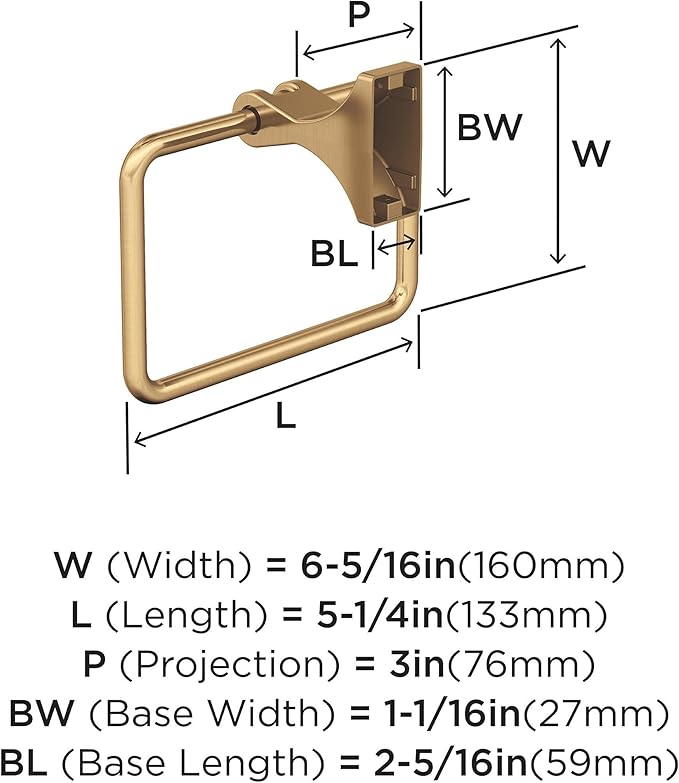 Amerock BH36052 Davenport 5-1/4" Wall Mounted Towel Ring - Champagne Bronze
