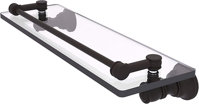 Allied Brass CL-1-16-GAL Carolina Collection 16 Inch Gallery Rail Glass Shelf, Oil Rubbed Bronze