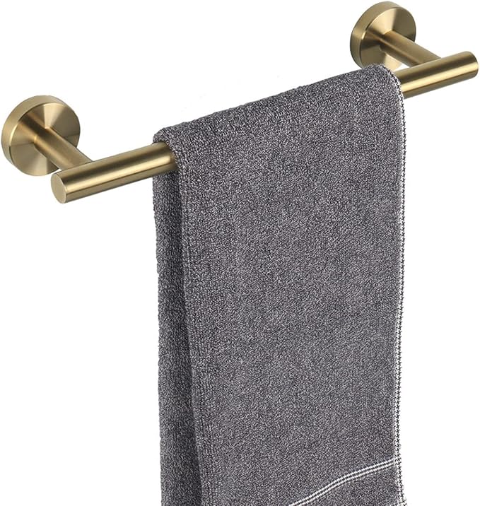 TocTen Bath Towel Bar - Thicken SUS304 Stainless Steel Bathroom Towel Holder, Towel Rod for Bathroom Heavy Duty Wall Mounted Towel Rack Hanger (12IN, Gold)