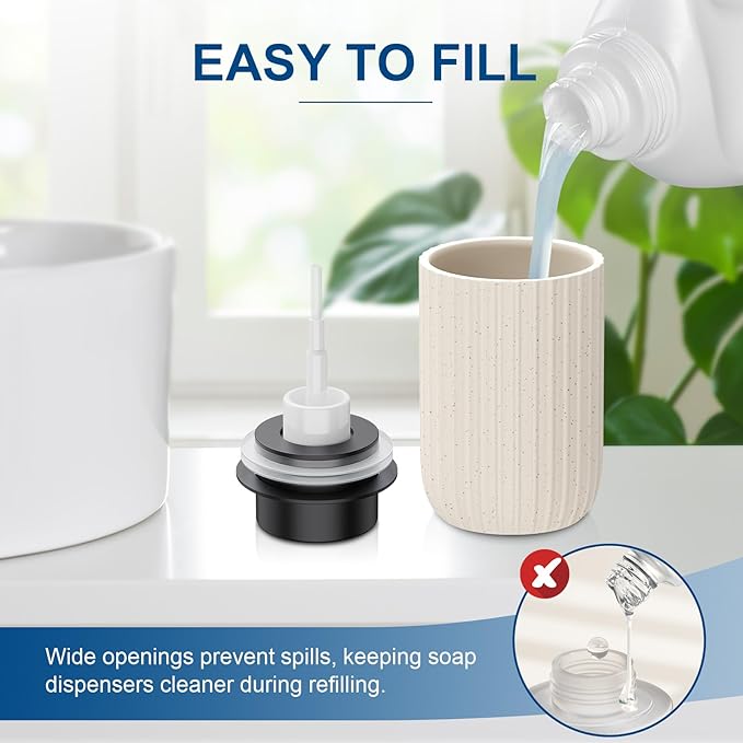 Ceramic Foaming Soap Dispenser, 12 oz Bathroom Foam Hand Soap Dispenser, Refillable Lotion Soap Dispenser with Removable Pump for Kitchen Hand Wash Dispenser, Modern Home Decor(2Pack-Speckled Beige)