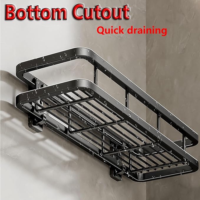 Detachable Carbon Steel Organizer, Large Capacity, Hanging Rustproof Shelf, for Bathroom, Kitchen, Living Room (Color : 7.8inch, Size : Black Double)