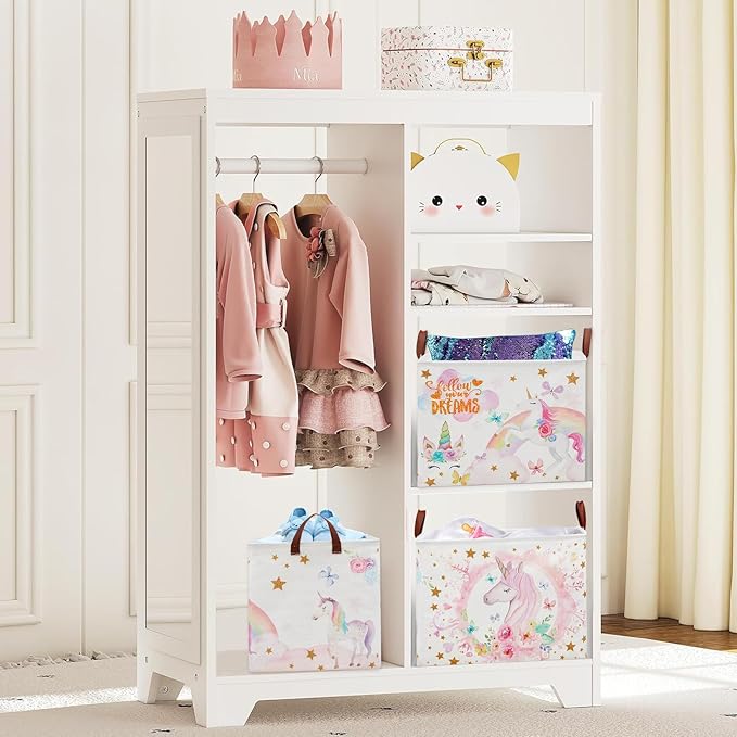 Unicorn Room Decor Kids Basket,Pink Baby Girl Laundry Hamper-Rainbow Toddler Storage Toy Box,Cute Clothes Book Toy Bin for Bedroom Bathroom