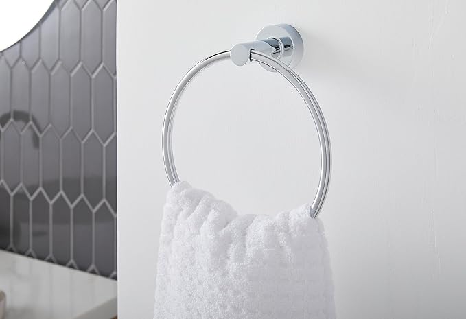 Gerber Parma Wall Mounted Hand Towel Holder - Modern Round Chrome Towel Ring for Bathroom Wall - D446158