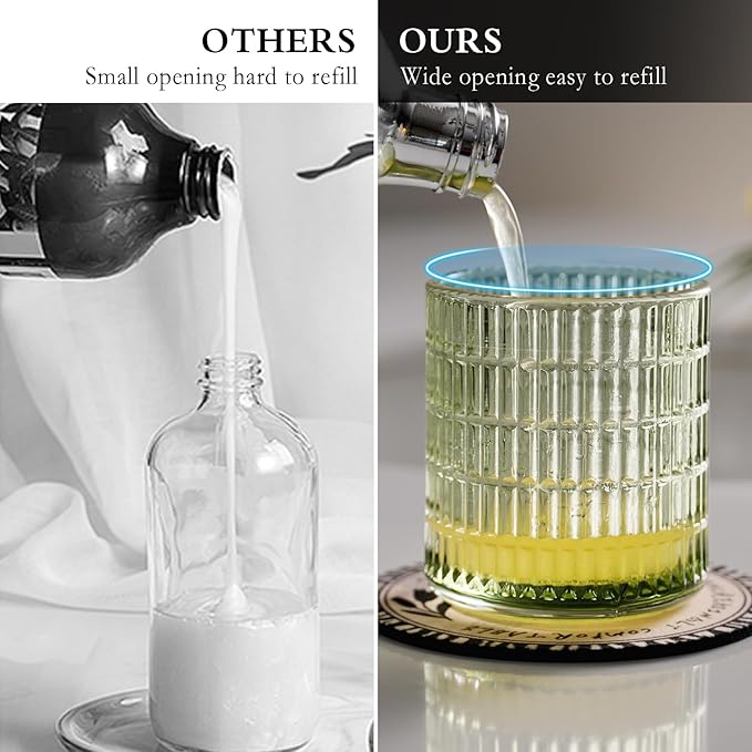 CICUFY Glass Foam Soap Dispenser for Kitchen & Bathroom, Refillable Lotion Dispenser with Large Gold Pump(Striped Pattern-Green)