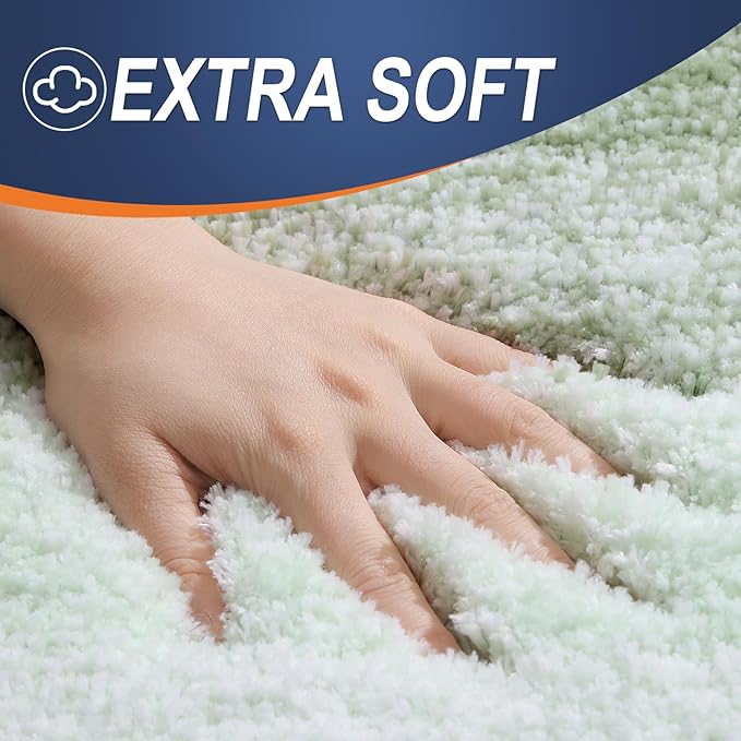 OLANLY Bathroom Rug Set 2 Piece, Soft Absorbent Microfiber Bath Mats and U-Shaped Contour Toilet Rug, Non-Slip, Machine Wash Dry, Plush Shaggy Bath Mats for Bathroom (30"x20"+24"x20", Sage Green)