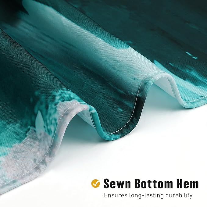 MitoVilla Teal Blue Shower Curtain, Graffiti Ombre Fabric Shower Curtains for Modern Abstract Bathroom Decor, Brush Strokes Oil Painting Design, Turquoise, 72 x 72