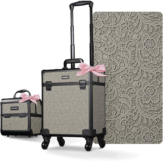 BYOOTIQUE 2-Piece Makeup Train Case Cosmetic Organizer Kit Rococo GainsBoro
