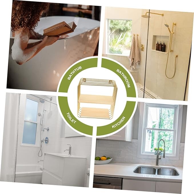 MAGICLULU Double Nail Bathroom Storage Rack Elegant Wall Shelf for Toiletries Kitchen and Cosmetic Organization Design for Use