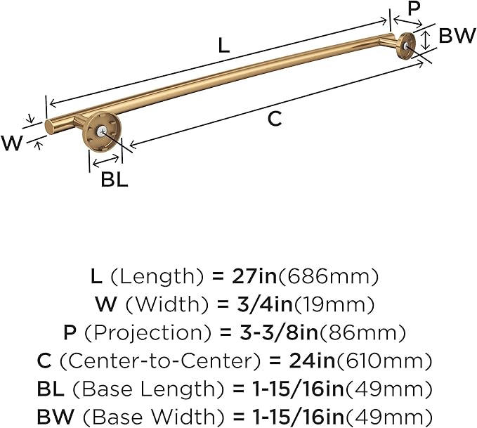 Amerock BH26544CZ | Champagne Bronze Towel Bar | 24 in (610 mm) Towel Rack | Arrondi | Bathroom Towel Holder | Bathroom Hardware | Bath Accessories