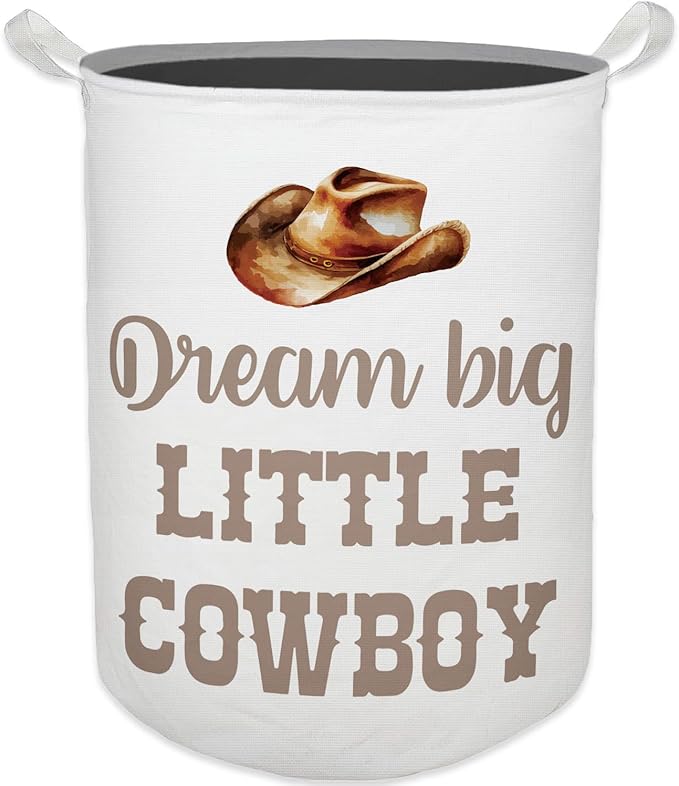 Cowboy Nursery Laundry Basket, Toybox for Boys Room, Western Baby Cowboy Laundry Basket Hamper Waterproof Collapsible Clothes Toys Storage Bin Organizer for Kids Room Playroom Bathroom