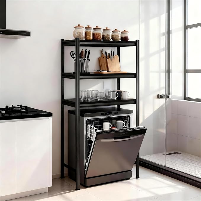 Over Toilet Storage Shelves, 5 Tier Adjustable Steel Shelf, Freestanding Metal Bathroom Space Saver, Waterproof&Rustproof Oraganizer with Reinforced Columns, Ideal for Laundry Bathroom, 36W*16D*72H