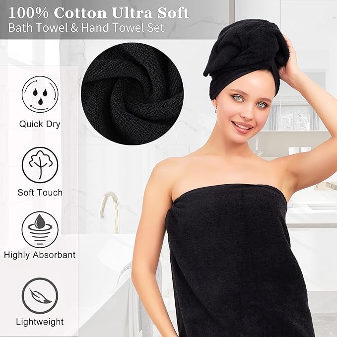 XLHOMO Black Bathroom Accessories with Glitter Shower Curtain,Towel Set 24 PCS Bathroom Set with Shower Curtain Set Bathroom Set Black Shower Curtain with Bathroom Trash Can