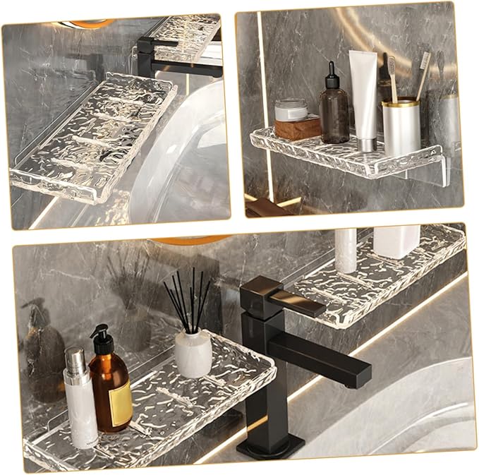 ULTECHNOVO 2pcs Bathroom Storage Cabinet Wall-Mounted Rack Floating Shelf for Toiletries Makeup Organizers Storage