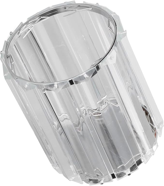 CDQL Cosmetic Brush Holder, Transparent Glass, Round Decorative Box, Pen Storage Organizer, Desktop Makeup Brush Container for Vanity (Silver)