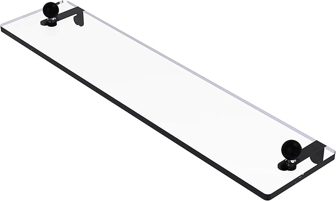 Allied Brass PR-1/22-BKM Pr 1 Inch Vanity Beveled Edges Glass Shelf, 22 Inch, Matte Black