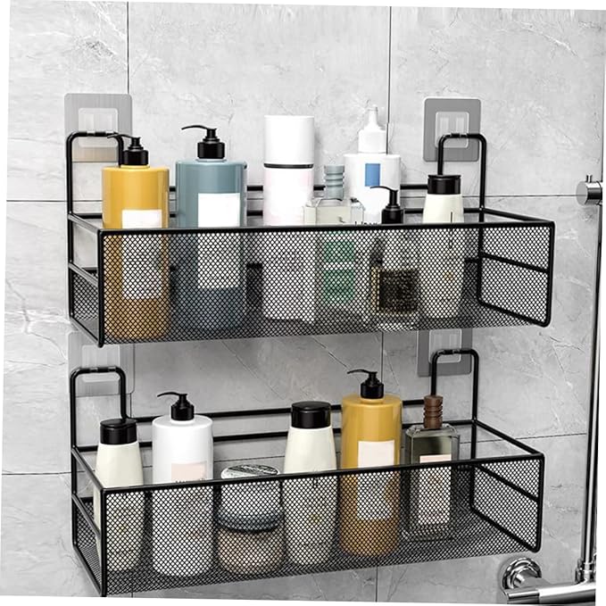 MAGICLULU Wall Mounted Bathroom Shelf Storage Basket No Drilling Medium Easy to Install for Organizing Towels and Bathroom Essentials