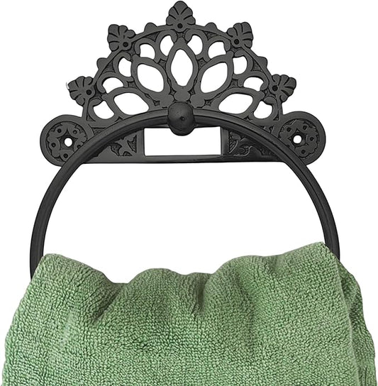 Victorian Towel Ring | Solid Brass | Black 6 inches | Hand Towel Hanger | Round Towel Holder for Bathroom, Toilet,Kitchen Accessories Handmade | Wall Mounted | Napkin Holder