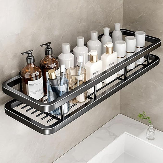 Detachable Carbon Steel Organizer, Large Capacity, Hanging Rustproof Shelf, for Bathroom, Kitchen, Living Room (Color : 19.6inch, Size : Black Single)