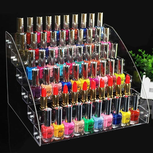 1 Pcs Multi-Layer Removable Nail Polish Shelf Acrylic Clear Cosmetics Multi-Functional Display Stand Rack Holder for Women (6 Layers)