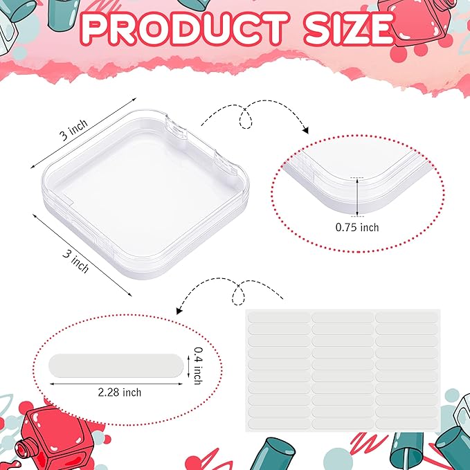 AceOrbit 48 Pcs Press on Nail Boxes with 180 Pcs Adhesive Double Sided Tape Acrylic Press on Nail Packaging Cases White Transparent Storage Case Organizer for Display Art Salon Supplies