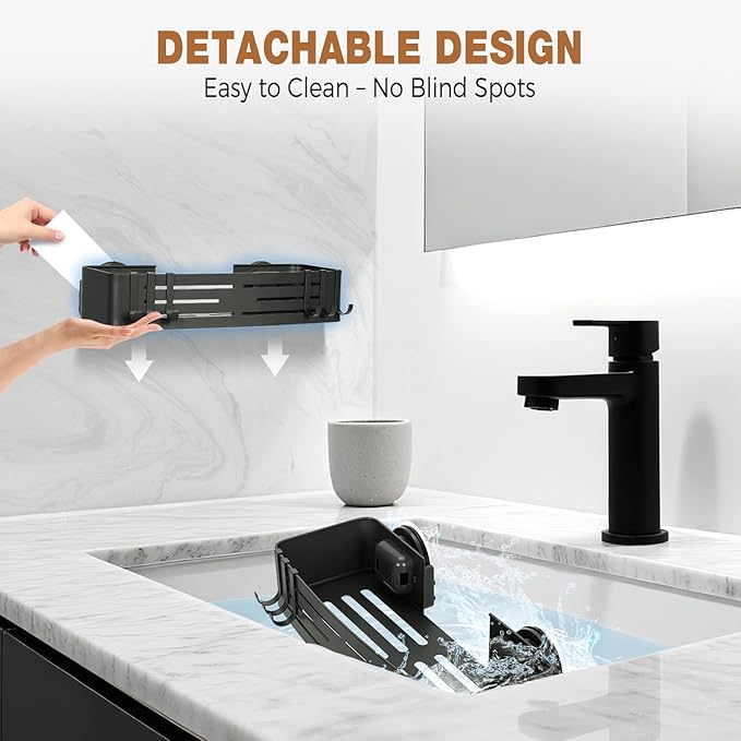 Lekesky Suction Cup Shower Caddy, No Drill Shower Shelf, Aluminum Rust Proof Bathroom Shower Organizer with 12 Hooks (2-Pack, Gunmetal Gray