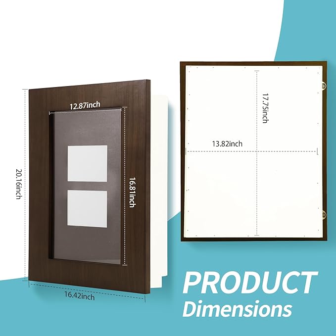 Concealed Medicine Cabinet 14×18 Recessed, Picture Frame Medicine Cabinet, Farmhouse White Wood Frame, 2 Shelves, 100% Handmade, Fully Assembled Wall Niche Insert for Bathroom (Espresso)
