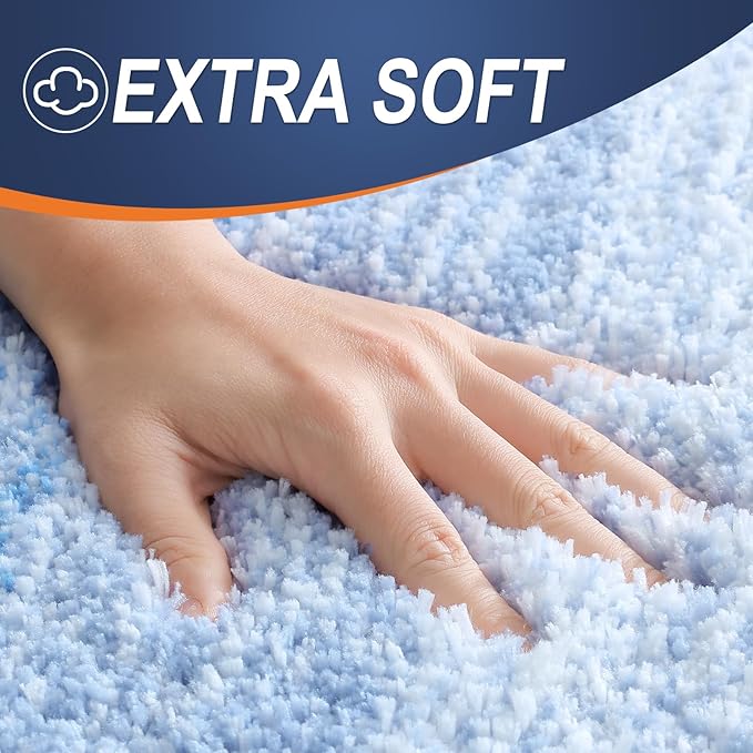 OLANLY Bathroom Rugs Mat 59x20, Extra Soft Absorbent Microfiber Bath Rugs, Rubber Backing, Quick Dry, Machine Washable Bath Mats for Bathroom Floor, Tub and Shower, Home Decor Accessories, Light Blue