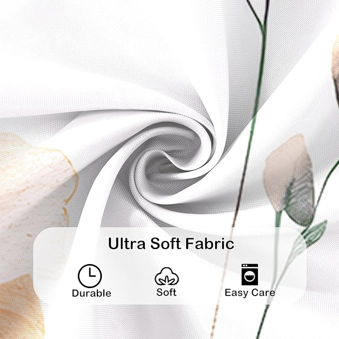 Sage Green Beige Floral Shower Curtain, Watercolor Flower Shower Curtains for Bathroom, Modern Minimalist Waterproof Fabric Bath Decoration 72x72 Inch