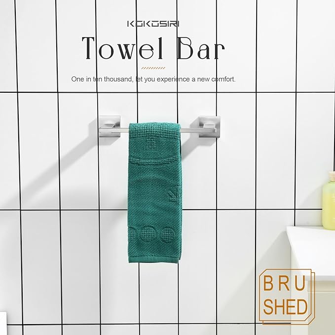 KOKOSIRI Bathroom Towel Holder 12 Inch Bath Towel Bars Kitchen Towel Hanger Necklace Holder Bathroom Accessories Stainless Steel Wall Mounted Brushed Nickel B4006BR-L12