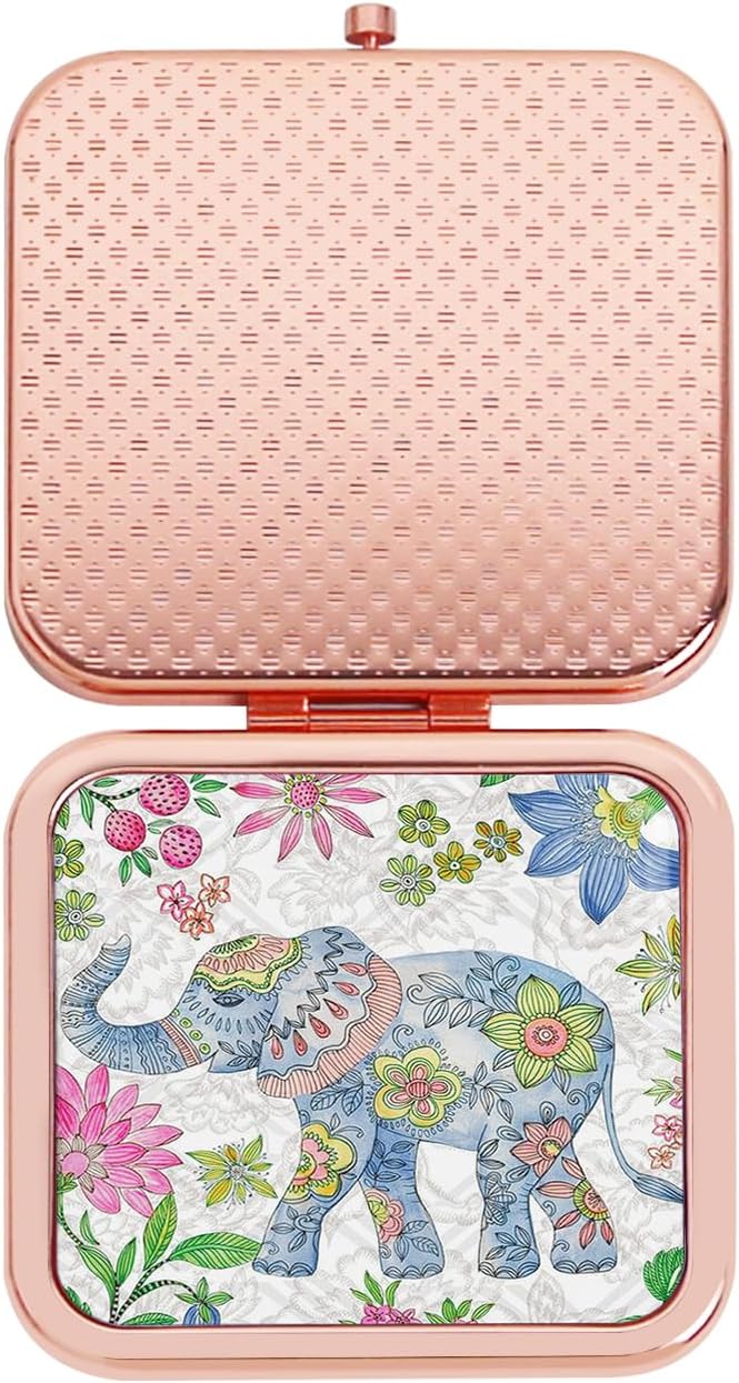 Portable Folding Compact Mirror with 1X 2X Magnification Double Sided Mini Travel Makeup Mirror for Women Girls Bridesmaid Gifts(Rose Gold)