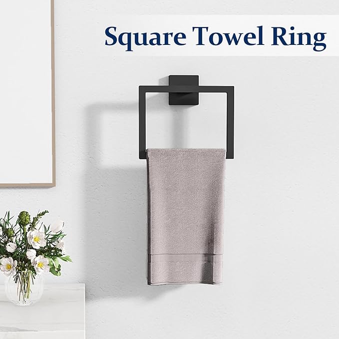 STWWO 20-Pieces Matte Black Bathroom Hardware Set, 24 Inch Bath Towel Bar Set, Stainless Steel Towel Racks for Bathroom Wall Mounted