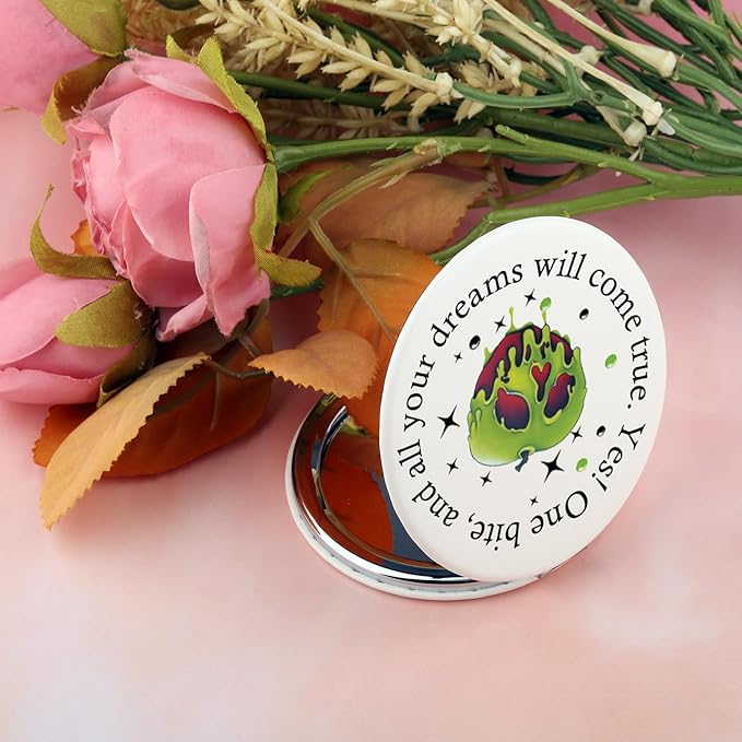 BEKECH Villains Poison Compact Mirror Snow W Poison Makeup Mirror Evil Witch Cosplay Mirror Gift