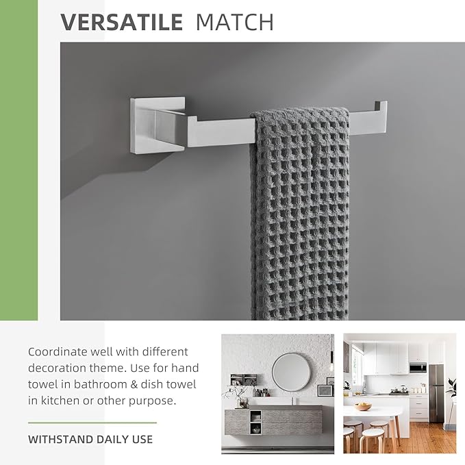 Angle Simple Hand Towel Holder for Bathroom, SUS 304 Stainless Steel Kitchen Towel Hanger Rack for Wall, Brushed Nickel, 10.24 Inches