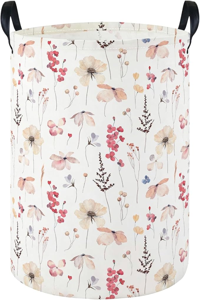 Laundry Hamper Baby Nursery Hamper Waterproof Foldable Kids Laundry Basket Kids Dirty Clothes Hampers Girl Room Decor for Home Gift Baskets(Floral)