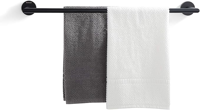 Double Towel Bar 26 Inches, Bathroom Hotel Style Towel Holder, Lavatory Bath Towel Shelf, Modern Minimalist Towel Rack for Bathroom Wall Mounted, Matte Black, 077080-MB Leo Series