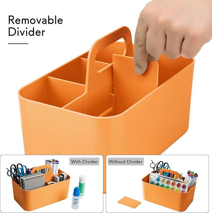 Tiawudi 2 Pack Plastic Caddy with Handle, Stackable Storage Organization for Cleaning, Bath, Makeup, Art, Craft, Stationery, Classroom and Office, Portable Tote Organizer