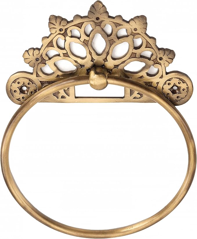 Victorian Towel Ring Solid Brass | Antique 6 inches | Hand Towel Hanger | Round Towel Holder for Bathroom, Toilet,Kitchen Accessories Handmade | Wall Mounted | Napkin Holder