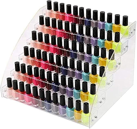 6 Tiers Acrylic Essential Oil Display Rack Nail Polish Organizer Plastic Collection Container for Paints Dropper Bottle Makeup Tabletop Desktop Retail Store Shelf Storage Case Stand Fair Show Holder