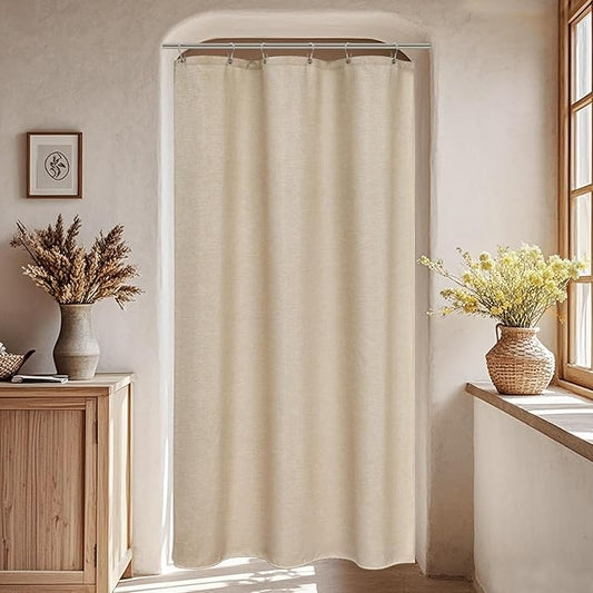 36 x 72 Inch Tan Taupe Thick Stall Shower Curtain Water-Resistant, Faux Linen Textured Fabric Shower Stall Curtain, Half Size Light Brown Bathroom Decor Curtain Washable for Single Stall