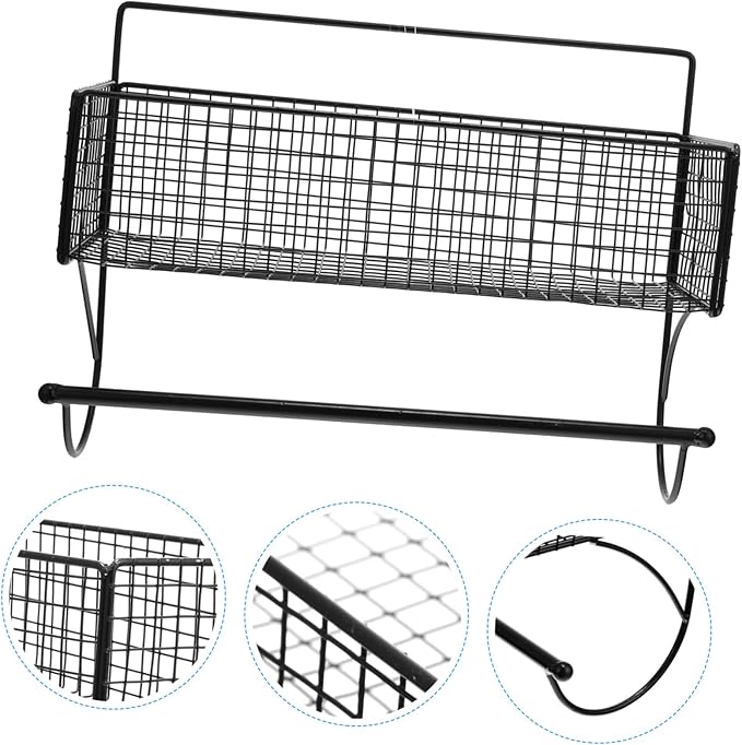 Sturdy Iron Art Wall-Mounted Storage Rack Multi-Function Bathroom Shelf