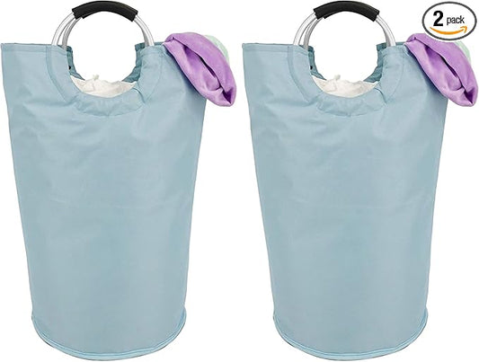 Handy Laundry Bag With Handles - 60L - Collapsible Fabric Laundy Hamper Bag - Laundry Basket For Dorm - Waterproof - Foldable - Suitable for a Dorm Clothes Hamper (Pack of 2)