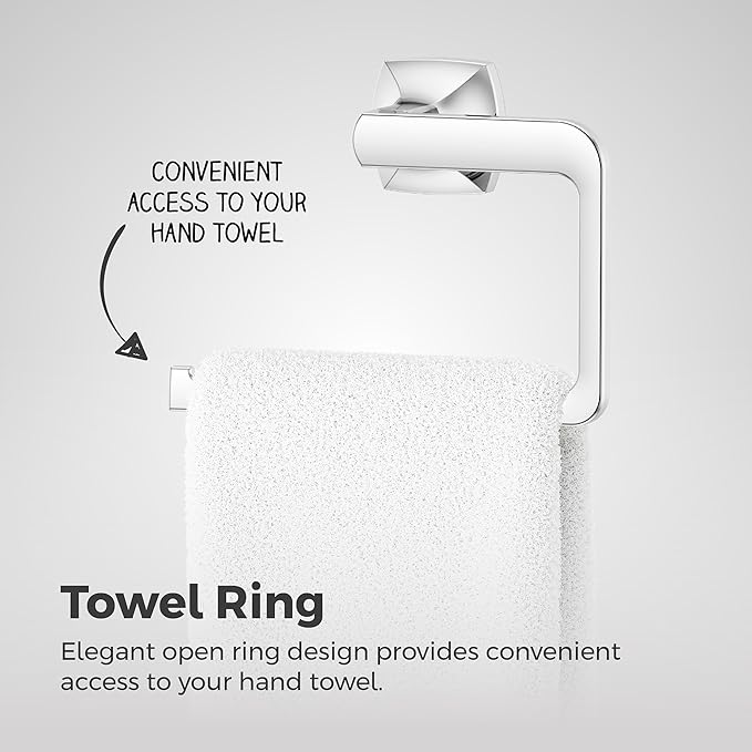 Pfister Vaneri Towel Ring, Hand Towel Holder for Bathroom, Wall-Mounted, Screw-in, Polished Chrome Finish, BRBVRI0C