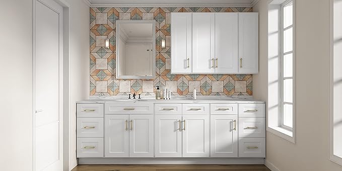 ROOMTEC Wood Wall Cabinet,RTA Single Door Medicine Cabinet with Adjustable Shelves and Soft-Close Door for Kitchen, Bathroom, and Laundry. 12" D*15" W*36" H, Shaker White