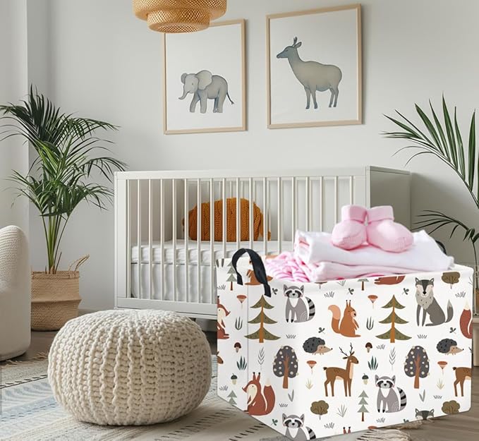 Rectangular Kids Storage Bin Gift Basket - Cute Kids Toy Organizer Shelf Book Basket Room Decor(Animal)
